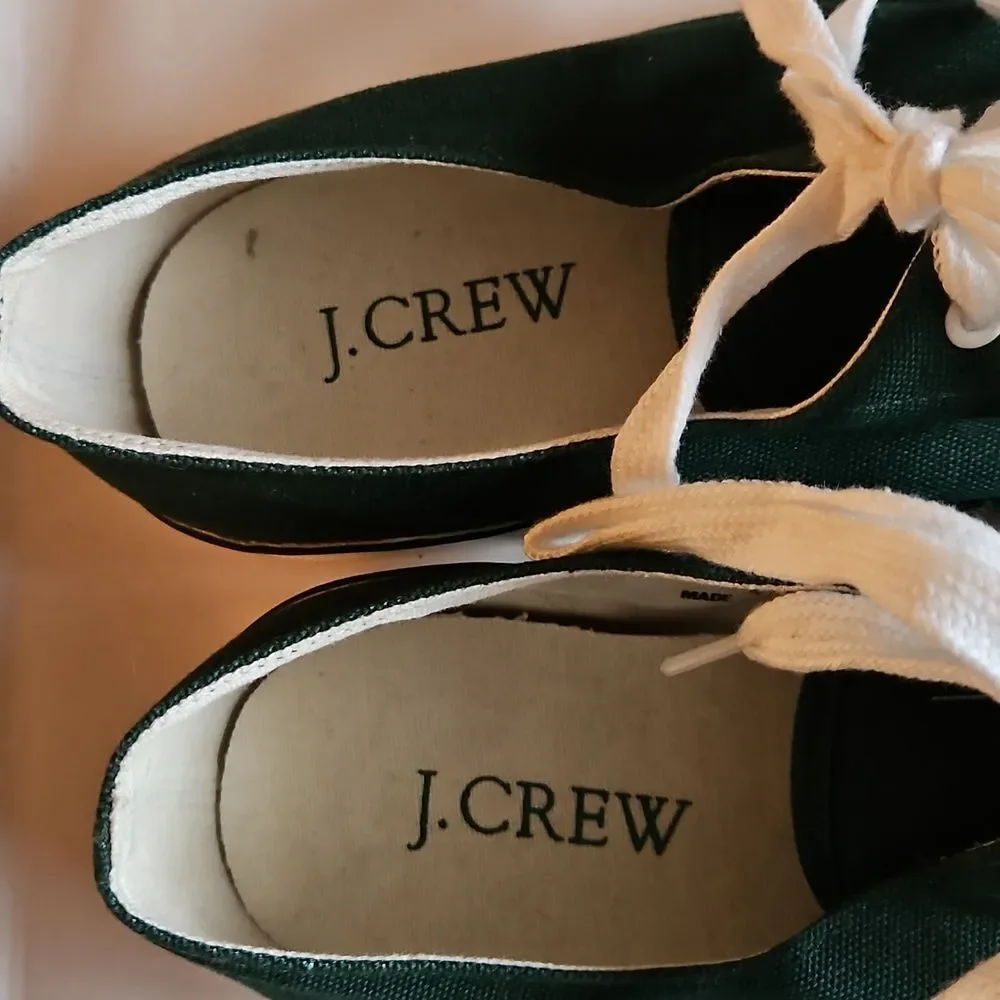 J.Crew Green Canvas Lace-up Sneaker - Brand New Sz 7